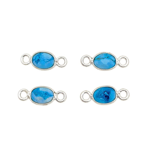 Turquoise gemstone connector charm in sterling silver bezel