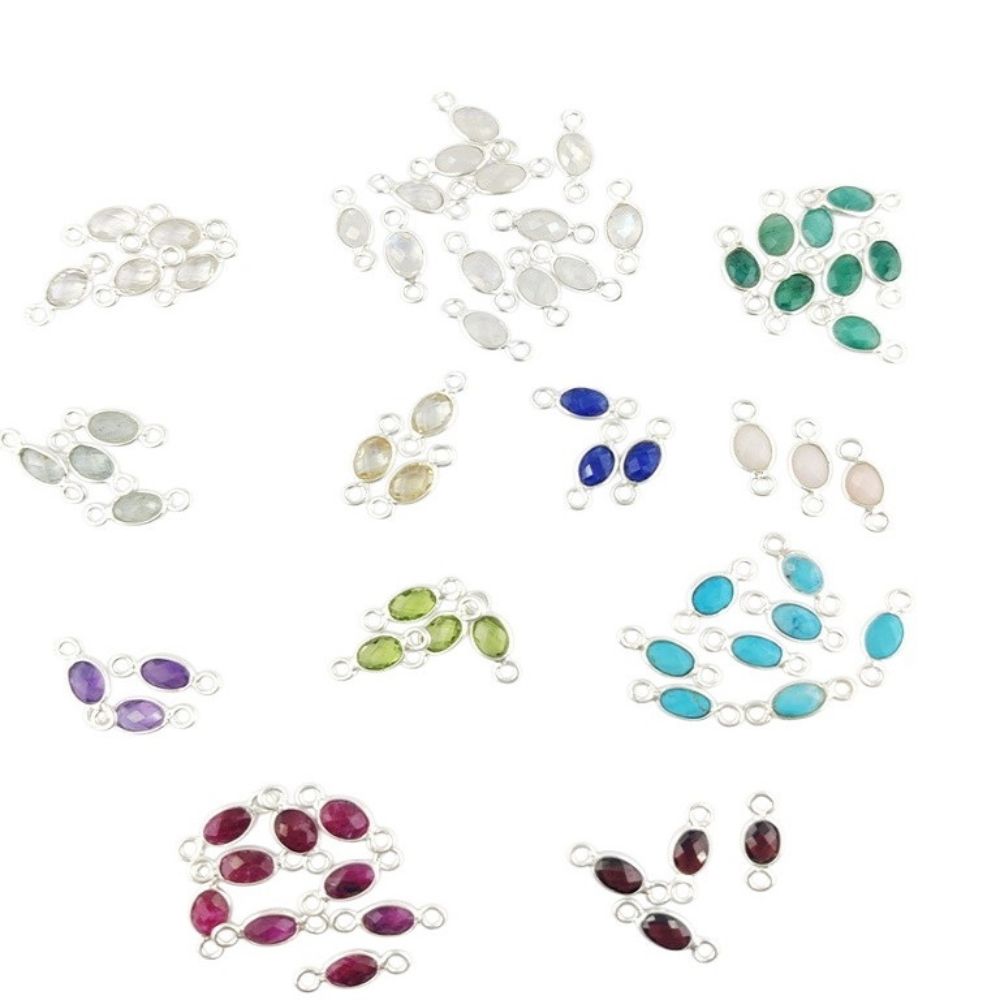 Minimalist Emerald Connector Handmade Silver Charms