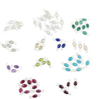 Minimalist Emerald Connector Handmade Silver Charms