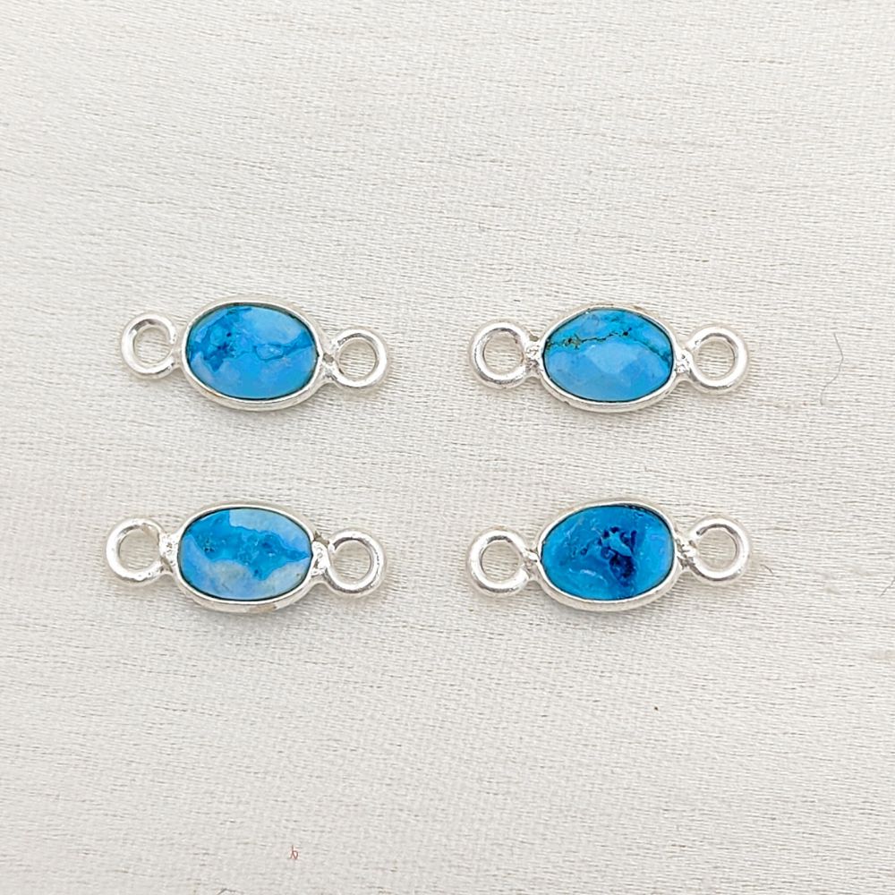 Sterling silver bezel set turquoise charm connector