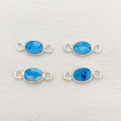 Sterling silver bezel set turquoise charm connector