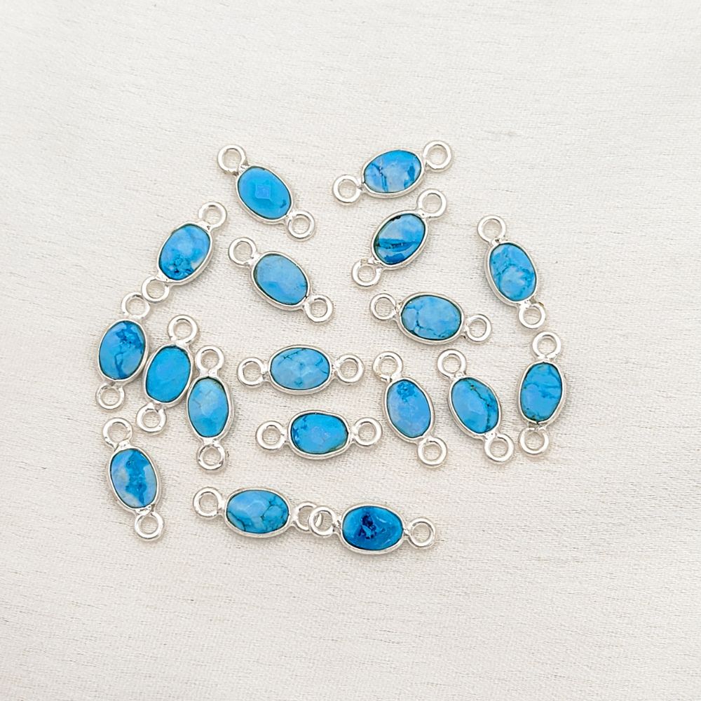 Oval turquoise connector for handmade jewelry designs