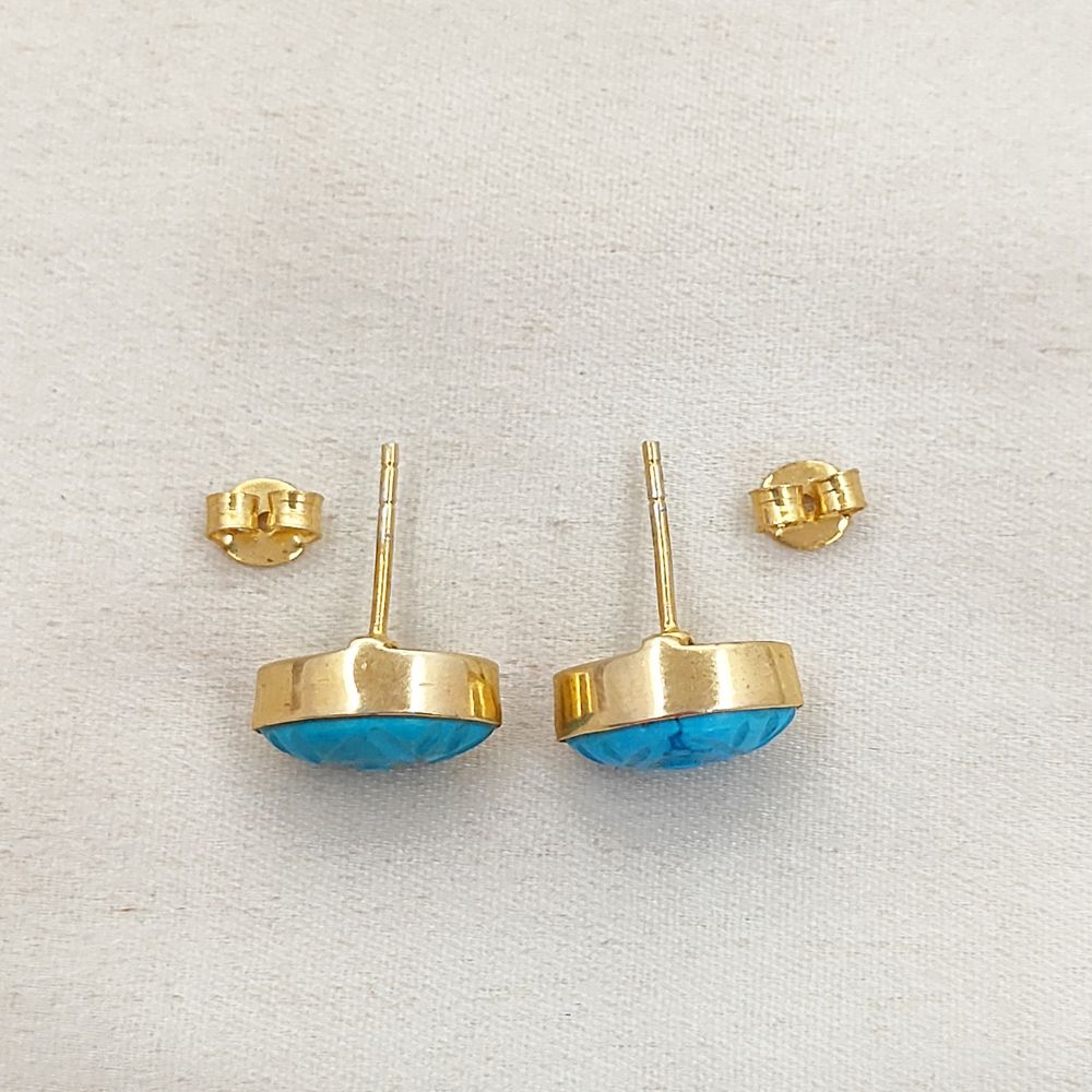 Turquoise Evil Eye Earrings in Gold Vermeil December Birthstone Marquise Handmade Boho Studs – Selling Per Piece