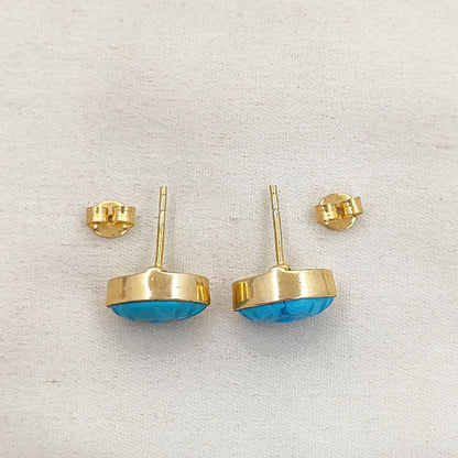 Turquoise Evil Eye Earrings in Gold Vermeil December Birthstone Marquise Handmade Boho Studs – Selling Per Piece