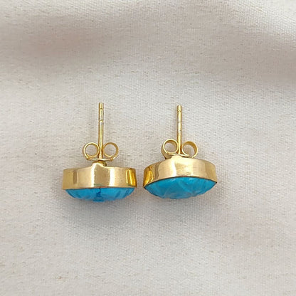 Turquoise Evil Eye Earrings in Gold Vermeil December Birthstone Marquise Handmade Boho Studs – Selling Per Piece