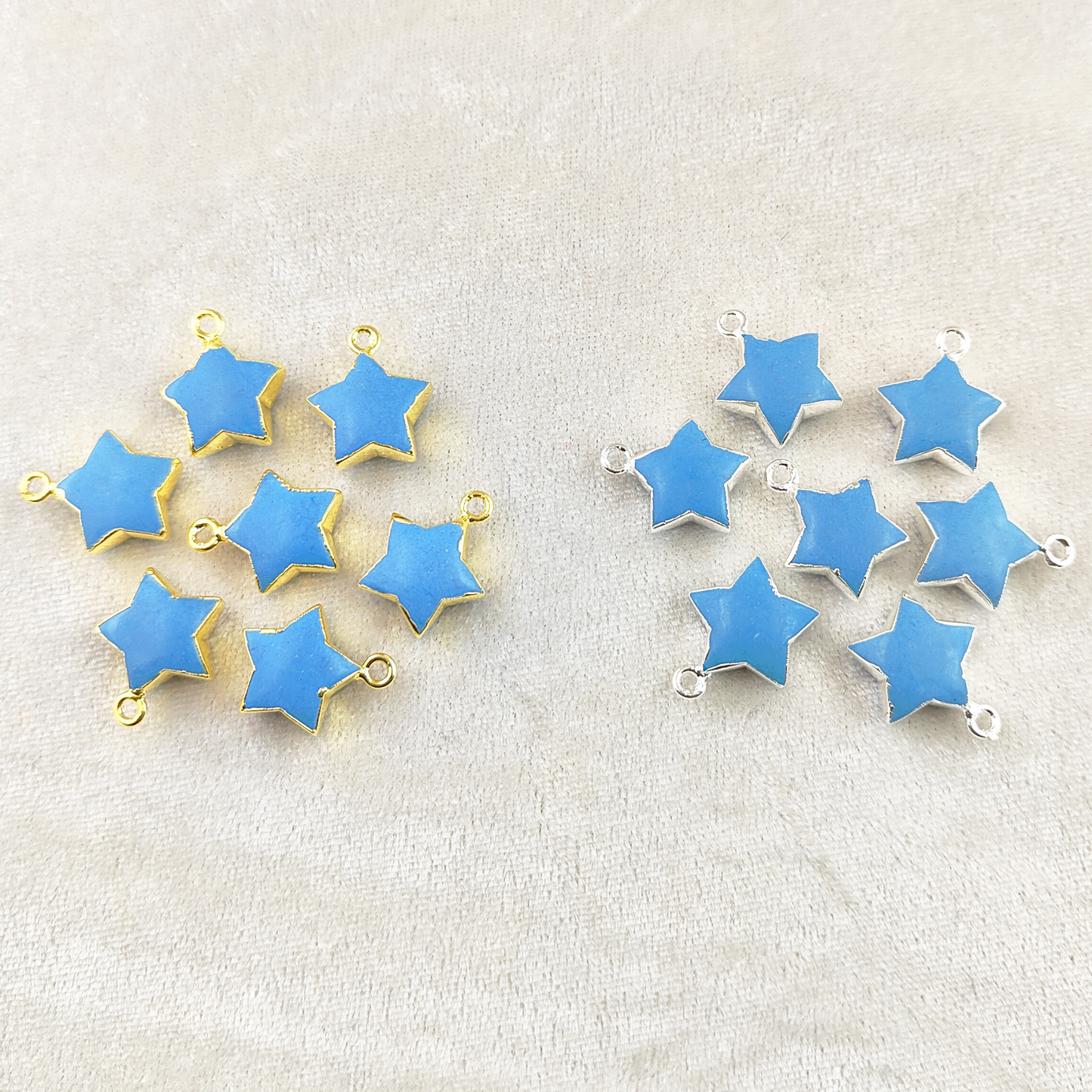 14mm Blue Turquoise Star Shape Pendant - Yellow Gold Electroplated Handmade Jewelry