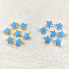 Gold/Silver Electroplated 14mm Blue Turquoise Star Shape Gemstone Pendants Handmade Jewelry- Selling Per Piece