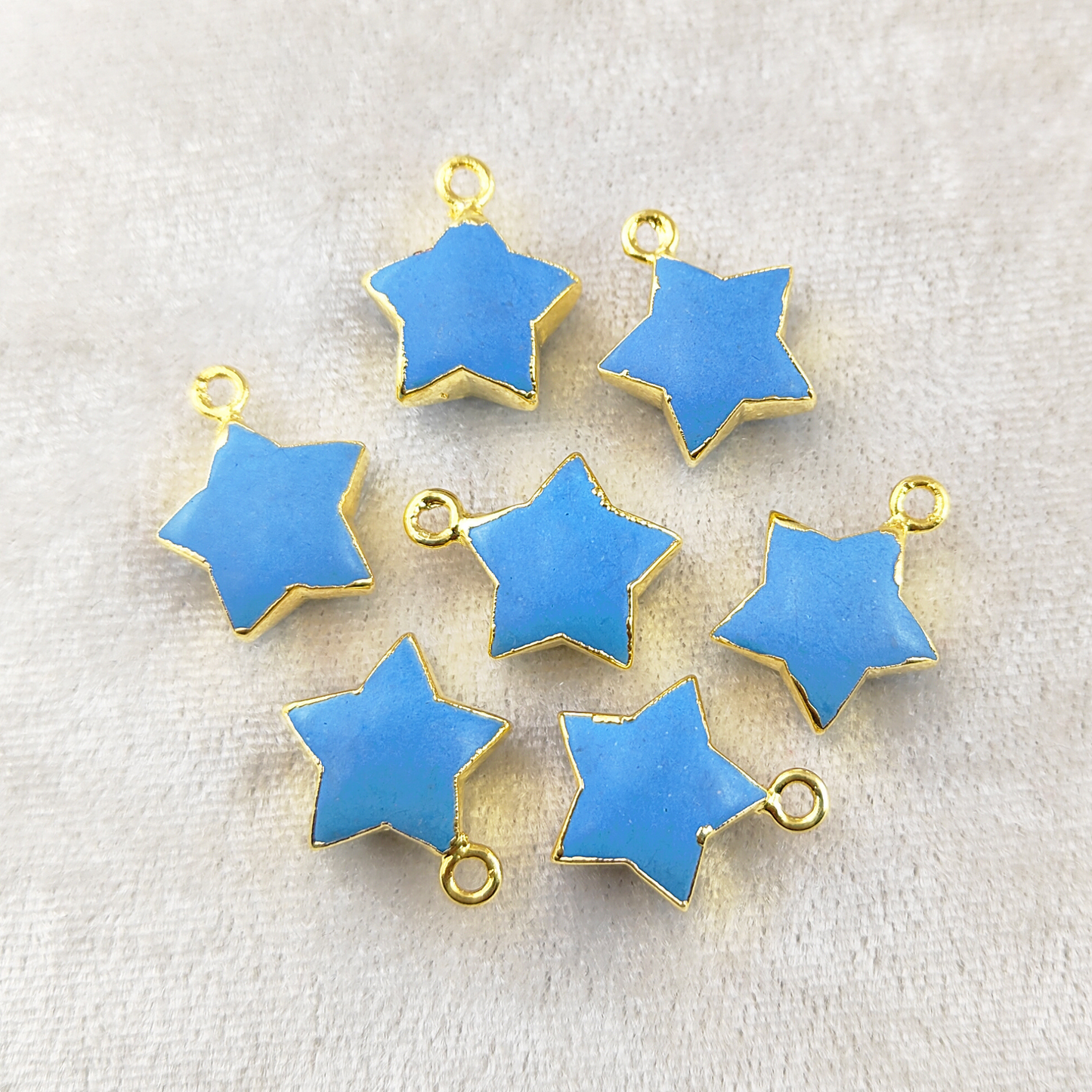 Stunning Blue Turquoise Star Pendant - 14mm Handmade Jewelry with Yellow Gold Electroplating