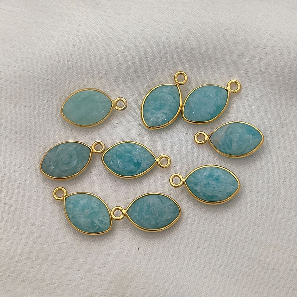 Unique Gold Plated Sterling Silver Amazonite Evil Eye Pendant Handmade Spiritual Jewelry- Selling Per Piece