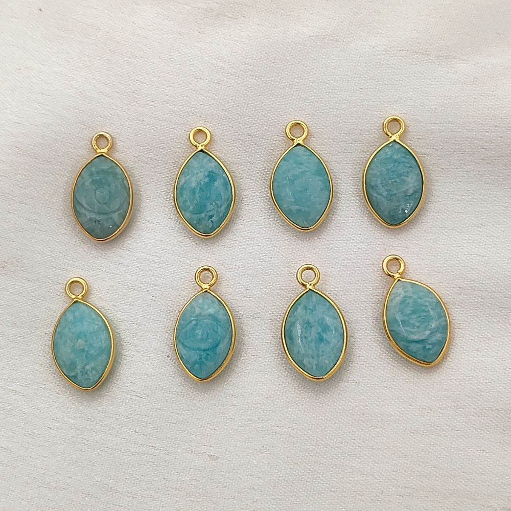 Unique Gold Plated Sterling Silver Amazonite Evil Eye Pendant Handmade Spiritual Jewelry- Selling Per Piece