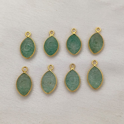 Unique Green Strawberry Quartz Evil Eye Pendant Handmade Gold Plated Sterling Silver Jewelry- Selling Per Piece