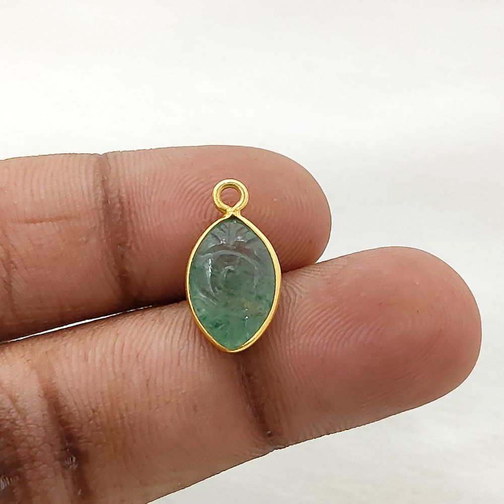 Unique Green Strawberry Quartz Evil Eye Pendant Handmade Gold Plated Sterling Silver Jewelry- Selling Per Piece