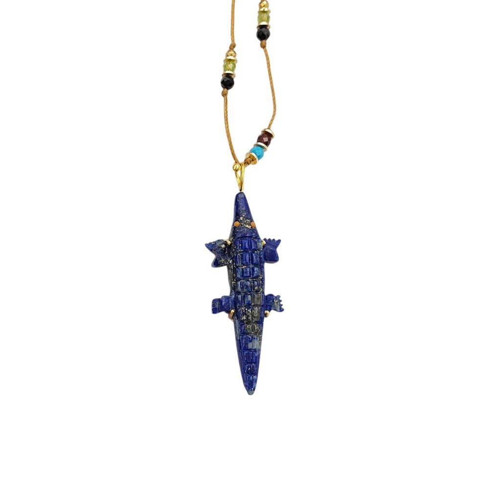 Unique Handcrafted Lapis Lazuli Necklace Adjustable Blue Gemstone Jewelry Boho Summer Statement Necklace