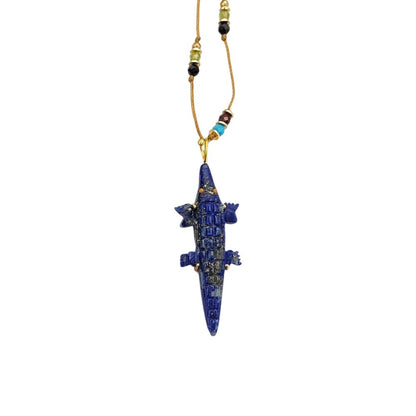 Unique Handcrafted Lapis Lazuli Necklace Adjustable Blue Gemstone Jewelry Boho Summer Statement Necklace