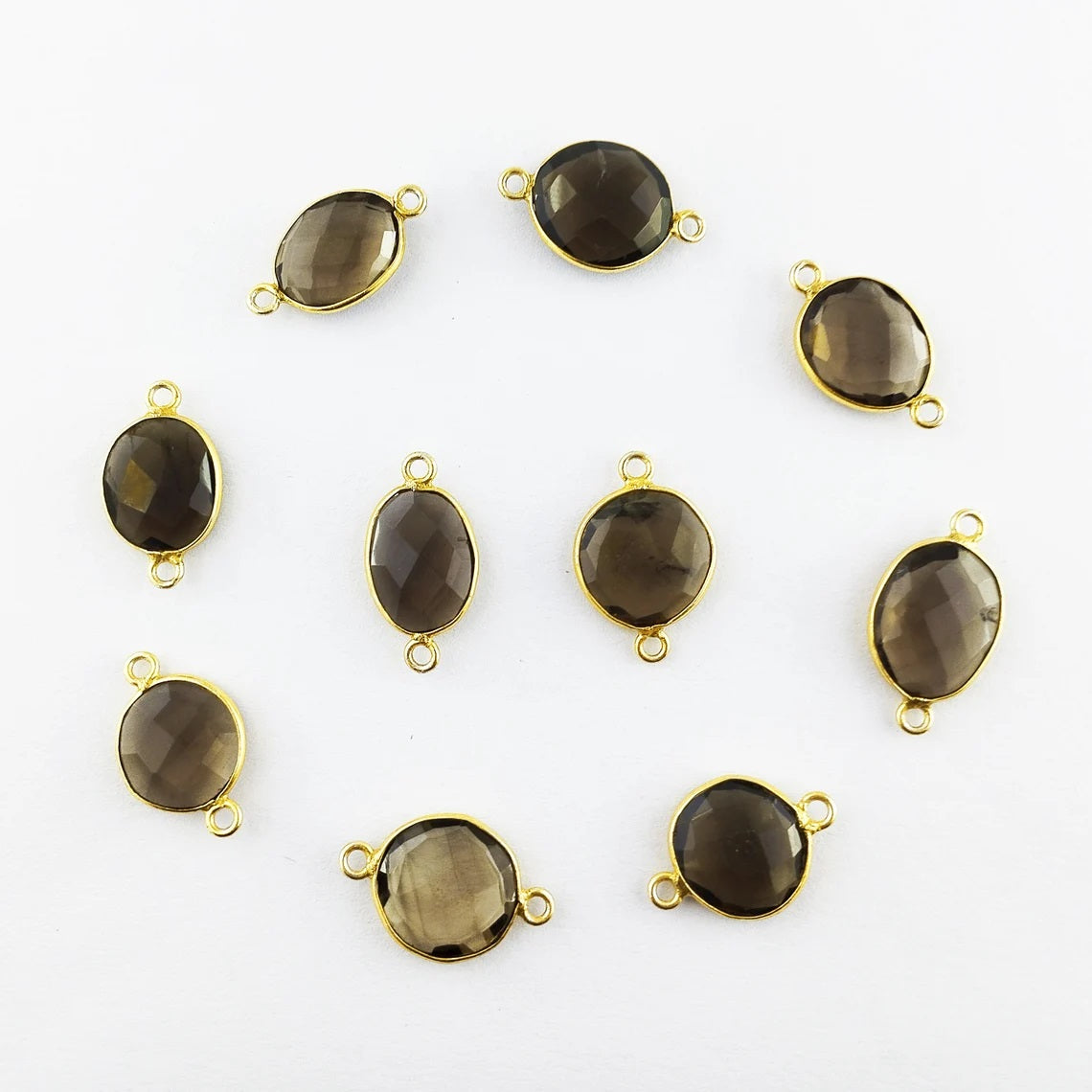 12–15mm Smoky Quartz Bezel Connector, Natural Gemstone Link for Handmade Necklaces, Bracelets, and Earrings- Selling Per Piece