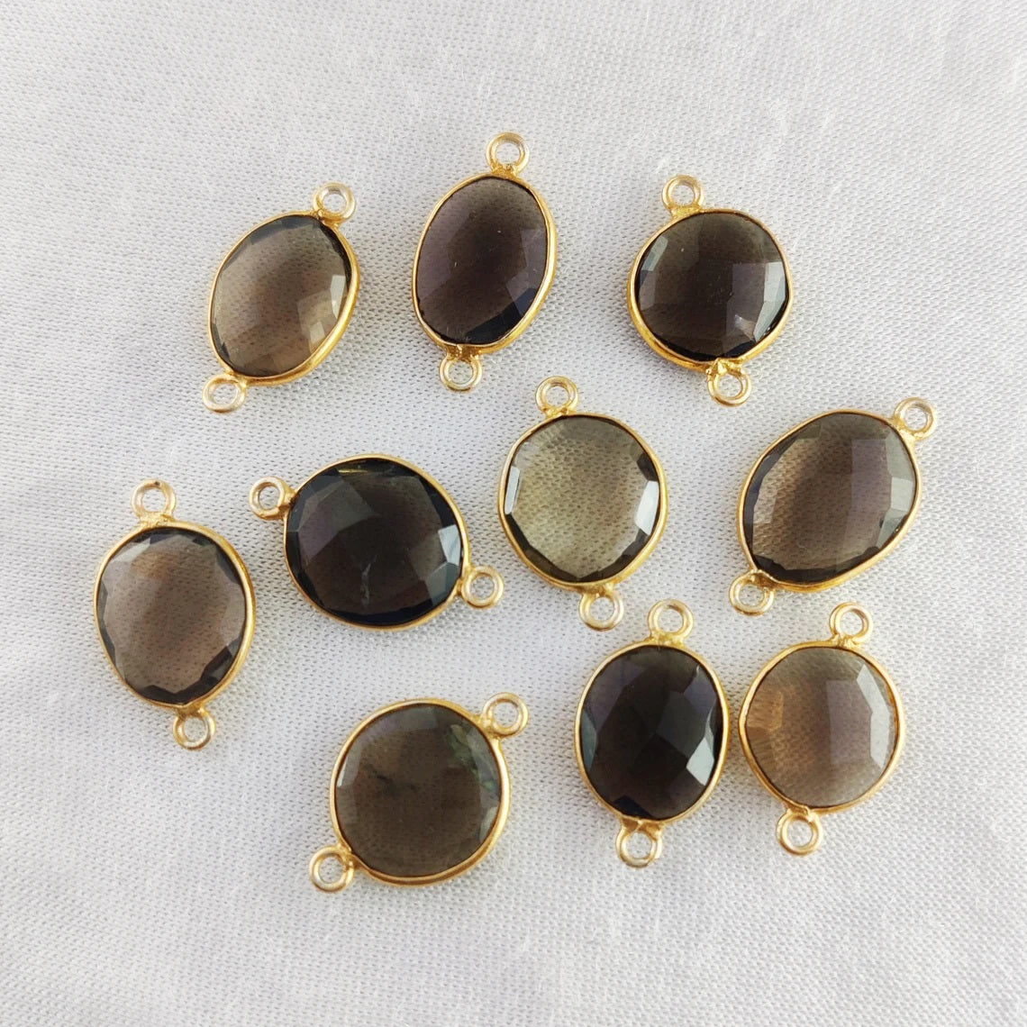 12–15mm Smoky Quartz Bezel Connector, Natural Gemstone Link for Handmade Necklaces, Bracelets, and Earrings- Selling Per Piece