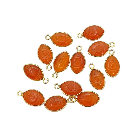 Unique Handmade Carnelian Evil Eye Pendant Gold Plated Sterling Silver Crystal Jewelry Charm- Selling Per Piece