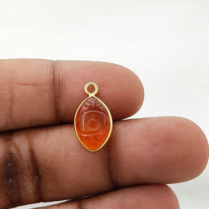 Unique Handmade Carnelian Evil Eye Pendant Gold Plated Sterling Silver Crystal Jewelry Charm- Selling Per Piece
