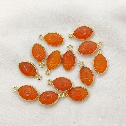 Unique Handmade Carnelian Evil Eye Pendant Gold Plated Sterling Silver Crystal Jewelry Charm- Selling Per Piece