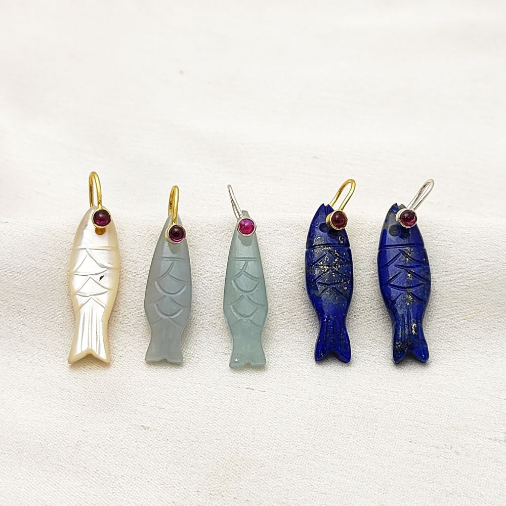 Unique Lapis Lazuli Fish Pendant Designer Carved Animal Charm for Necklace or DIY Jewelry – Selling Per Piece