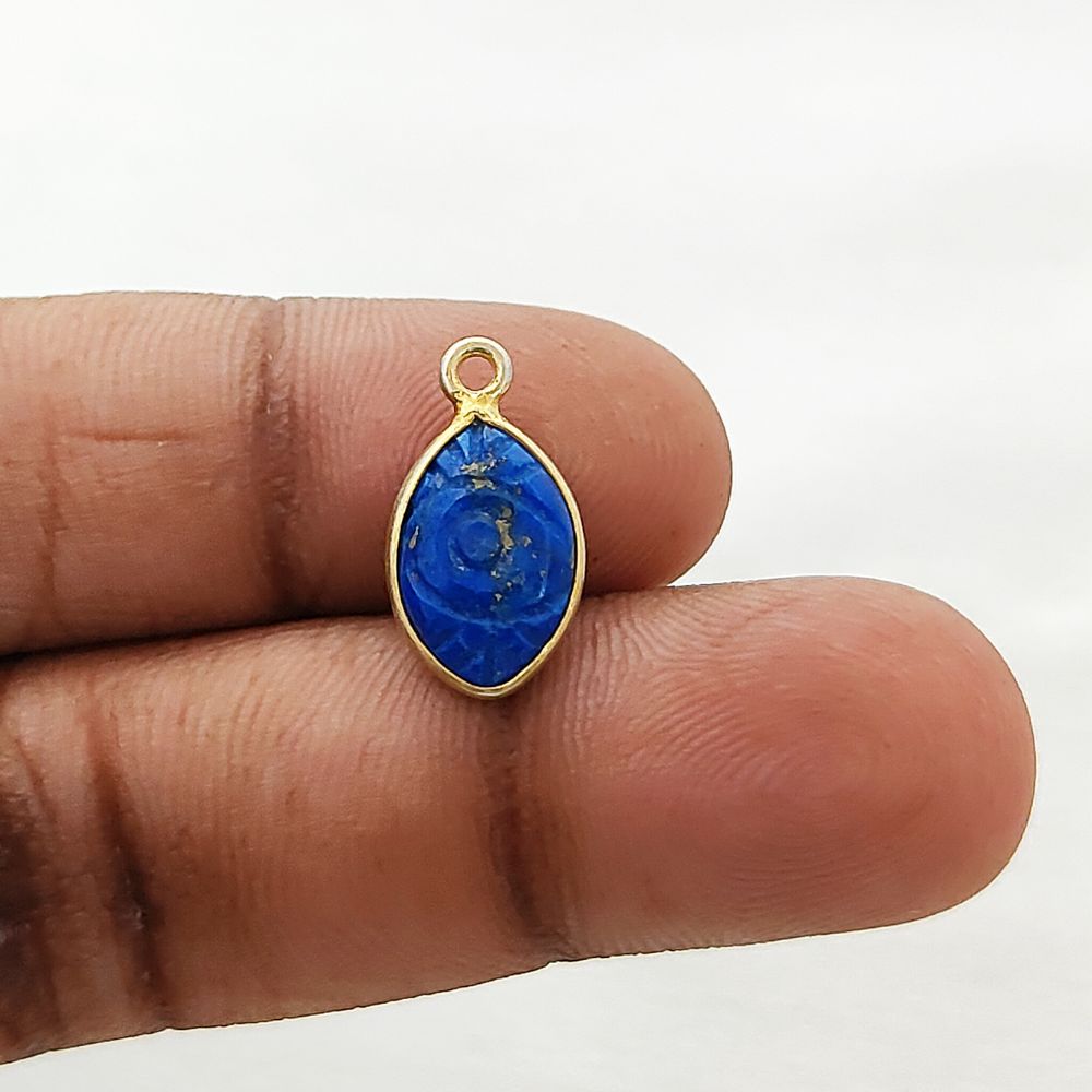 Unique Lapis Lazuli Handmade Evil Eye Pendant Gold Plated Sterling Silver Crystal Jewelry Charm- Selling Per Piece