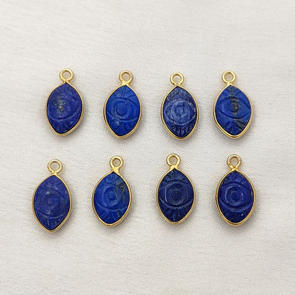 Unique Lapis Lazuli Handmade Evil Eye Pendant Gold Plated Sterling Silver Crystal Jewelry Charm- Selling Per Piece
