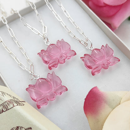 Unique Lotus Carved Pink Tourmaline Necklace Mahalaxmi Inspired Healing Crystal Jewelry- Selling Per Piece