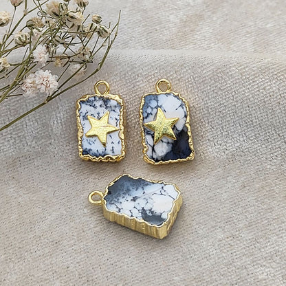 Dendrite Opal crystal slice pendant gold plated handmade for necklace craft