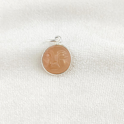 Gold Plated 925 Sterling Silver Peach Moonstone Moon Face Pendant Handmade Celestial Crystal Necklace Jewelry – Selling Per Piece