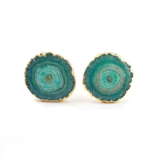 Raw Green Solar Quartz Cufflinks for Men