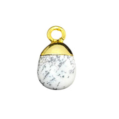 White Howlite Crystal Pendant 8–10mm Spike Charm Gemstone with Gold/Silver Electroplated Cap for Necklace Bracelet Supplies