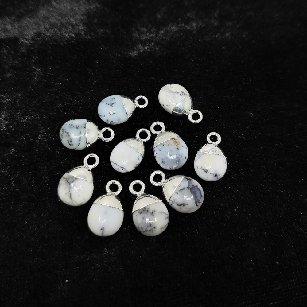 White Howlite Crystal Pendant 8–10mm Spike Charm Gemstone with Gold/Silver Electroplated Cap for Necklace Bracelet Supplies