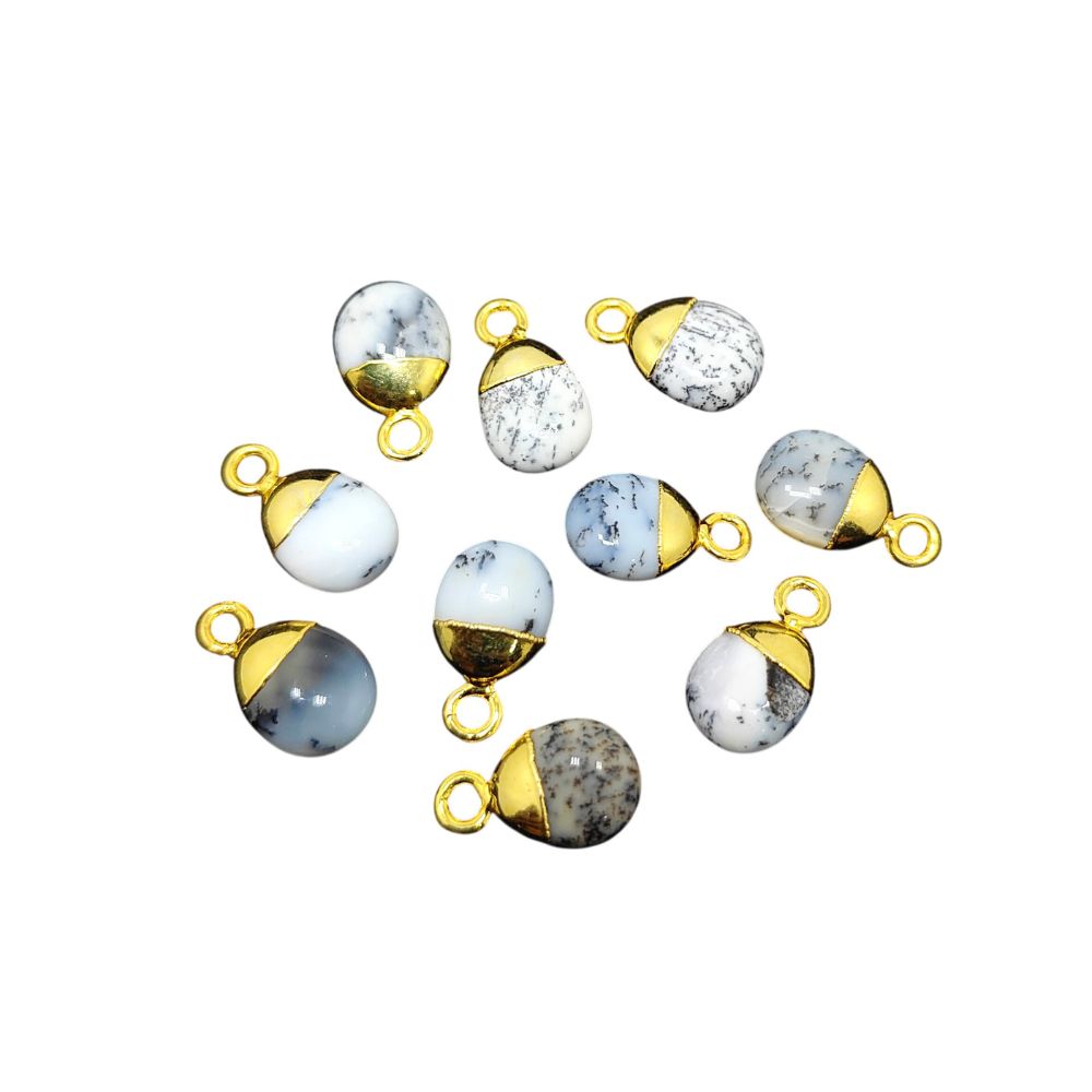 White Howlite Crystal Pendant 8–10mm Spike Charm Gemstone with Gold/Silver Electroplated Cap for Necklace Bracelet Supplies