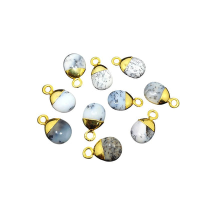White Howlite Crystal Pendant 8–10mm Spike Charm Gemstone with Gold/Silver Electroplated Cap for Necklace Bracelet Supplies