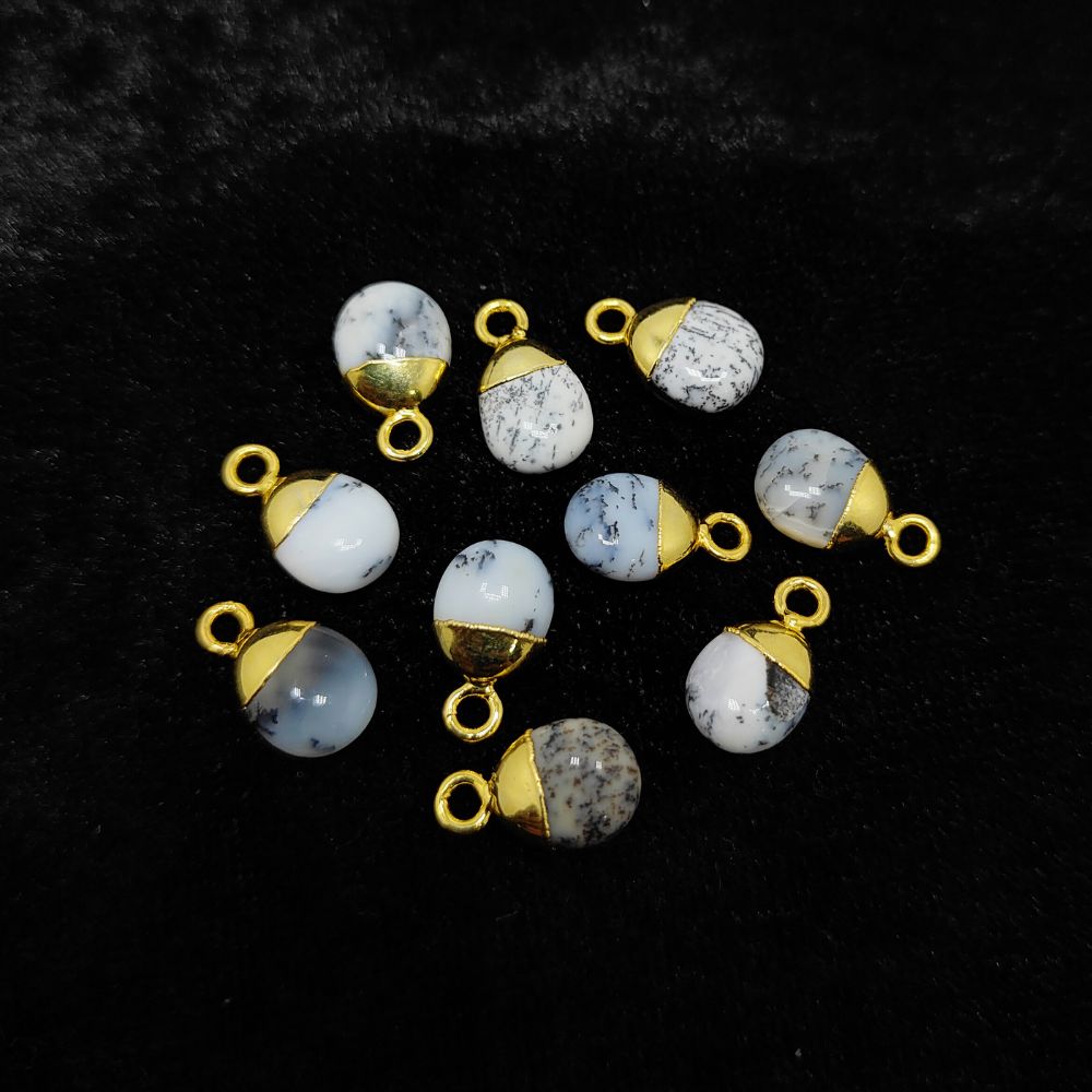 White Howlite Crystal Pendant 8–10mm Spike Charm Gemstone with Gold/Silver Electroplated Cap for Necklace Bracelet Supplies