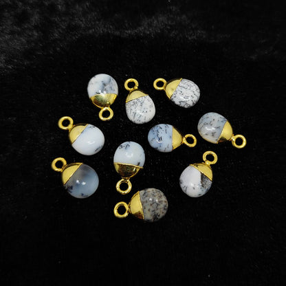 White Howlite Crystal Pendant 8–10mm Spike Charm Gemstone with Gold/Silver Electroplated Cap for Necklace Bracelet Supplies