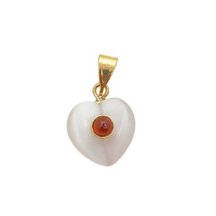 White Monalisa Double Heart Pendant Charm Smooth Polished Gemstone with Gold Plated Bail for DIY Necklace and Jewelry Making– Selling Per Piece