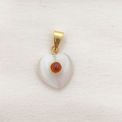 White Monalisa Double Heart Pendant Charm Smooth Polished Gemstone with Gold Plated Bail for DIY Necklace and Jewelry Making– Selling Per Piece