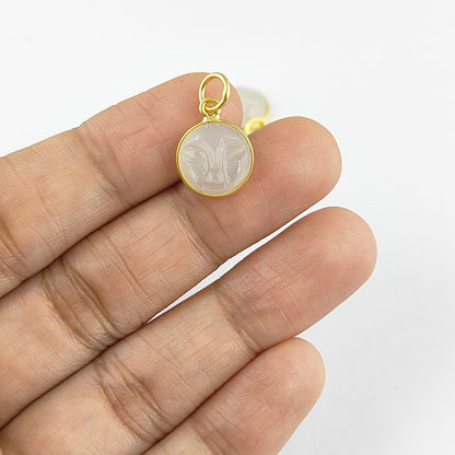 Carved White Moonstone Moon Face Pendant in Gold Plated Sterling Silver Handmade Spiritual Healing Gemstone Necklace – Selling Per Piece