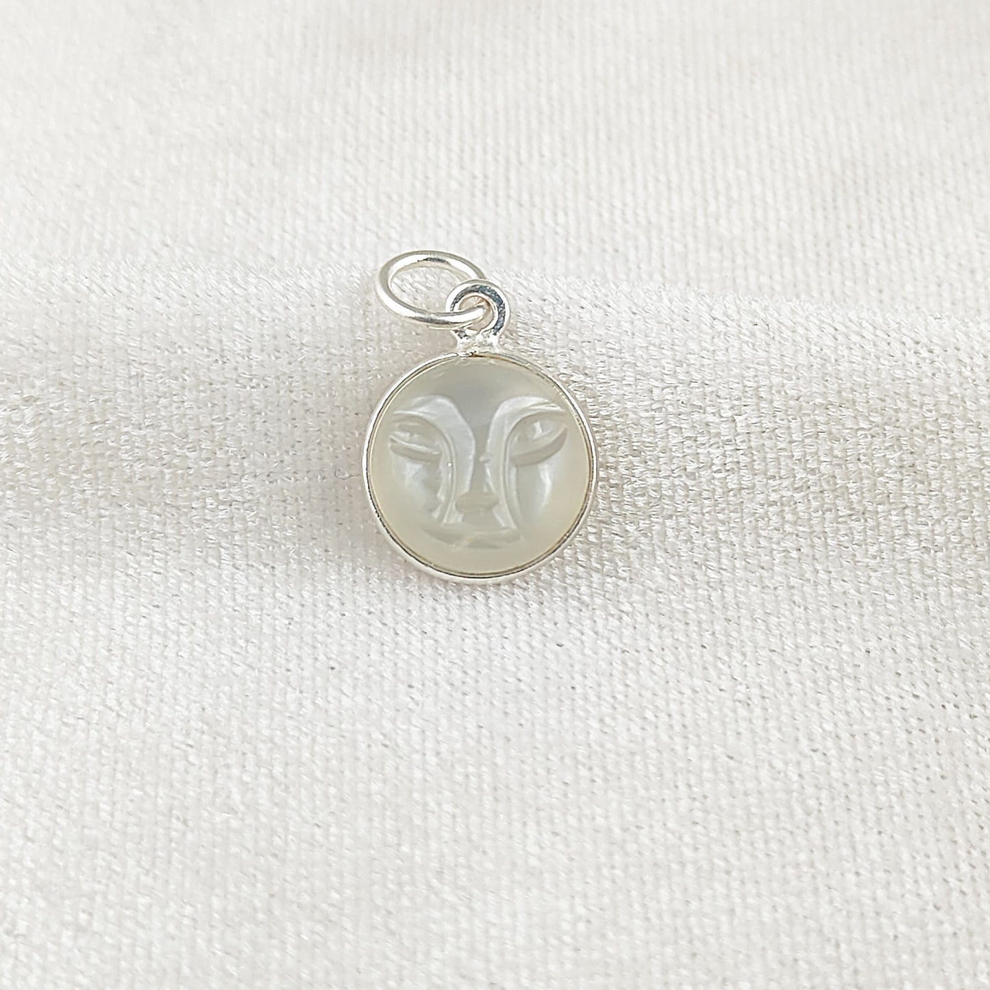 Carved White Moonstone Moon Face Pendant in Gold Plated Sterling Silver Handmade Spiritual Healing Gemstone Necklace – Selling Per Piece