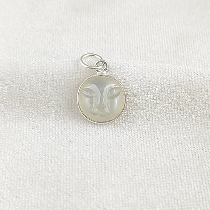 Carved White Moonstone Moon Face Pendant in Gold Plated Sterling Silver Handmade Spiritual Healing Gemstone Necklace – Selling Per Piece