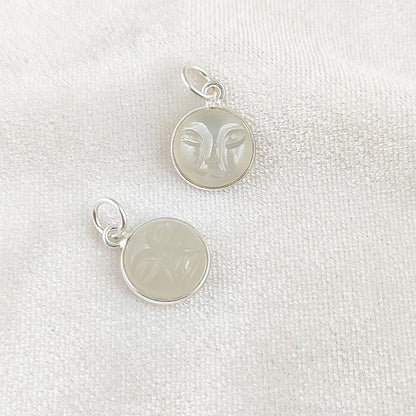 Carved White Moonstone Moon Face Pendant in Gold Plated Sterling Silver Handmade Spiritual Healing Gemstone Necklace – Selling Per Piece