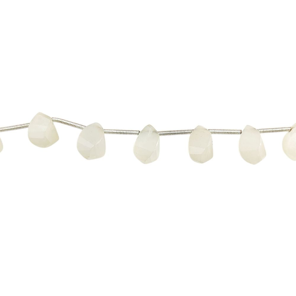 White Moonstone Faceted Twisted Briolette Beads – Elegant Drops for Jewelry Making