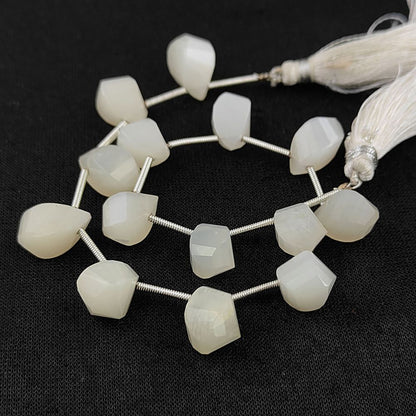 Genuine White Moonstone Twisted Briolette Drop Beads – High-Quality Gemstone
