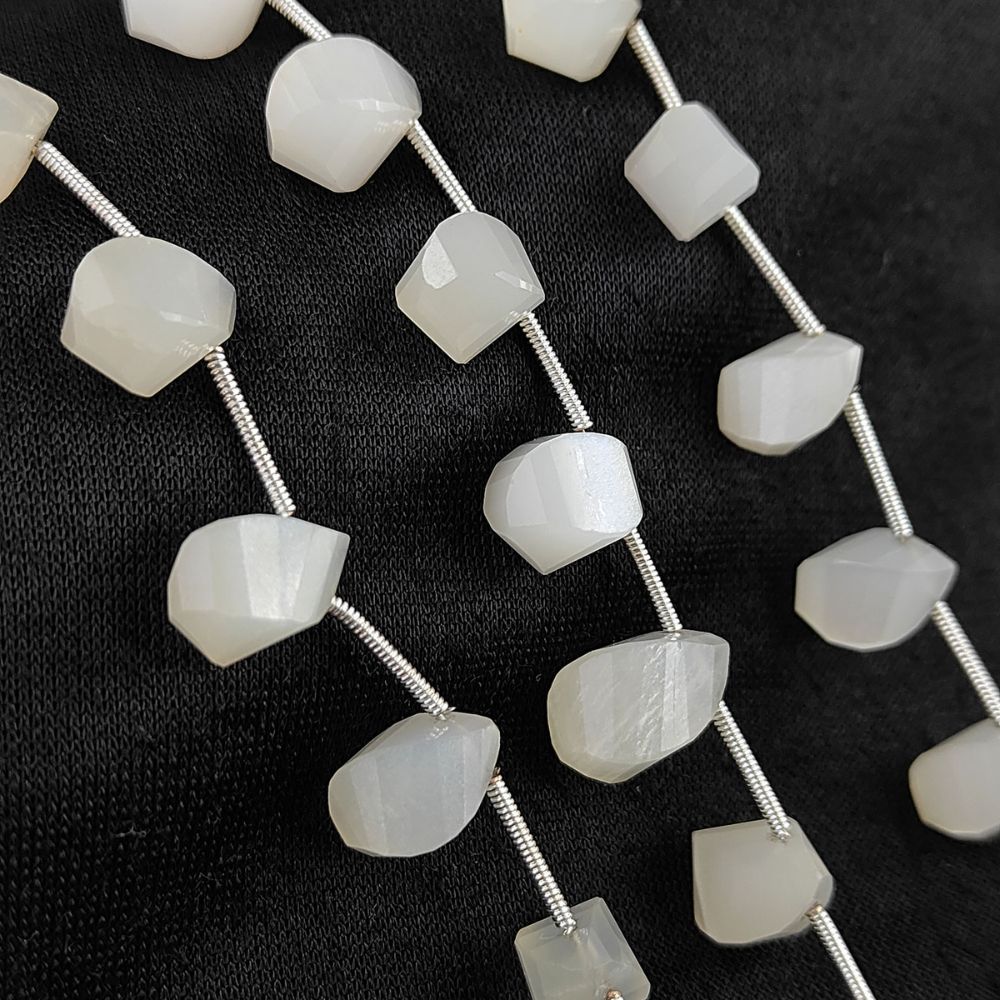 White Moonstone Faceted Twisted Briolette Drop Beads