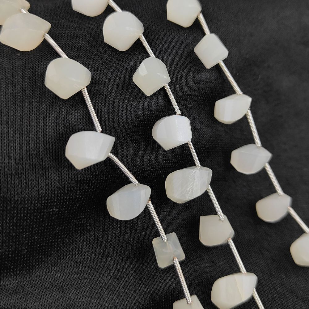 White Moonstone Faceted Twisted Briolette Drop Beads