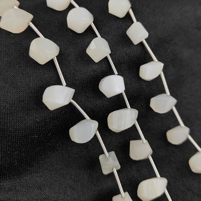 White Moonstone Faceted Twisted Briolette Drop Beads