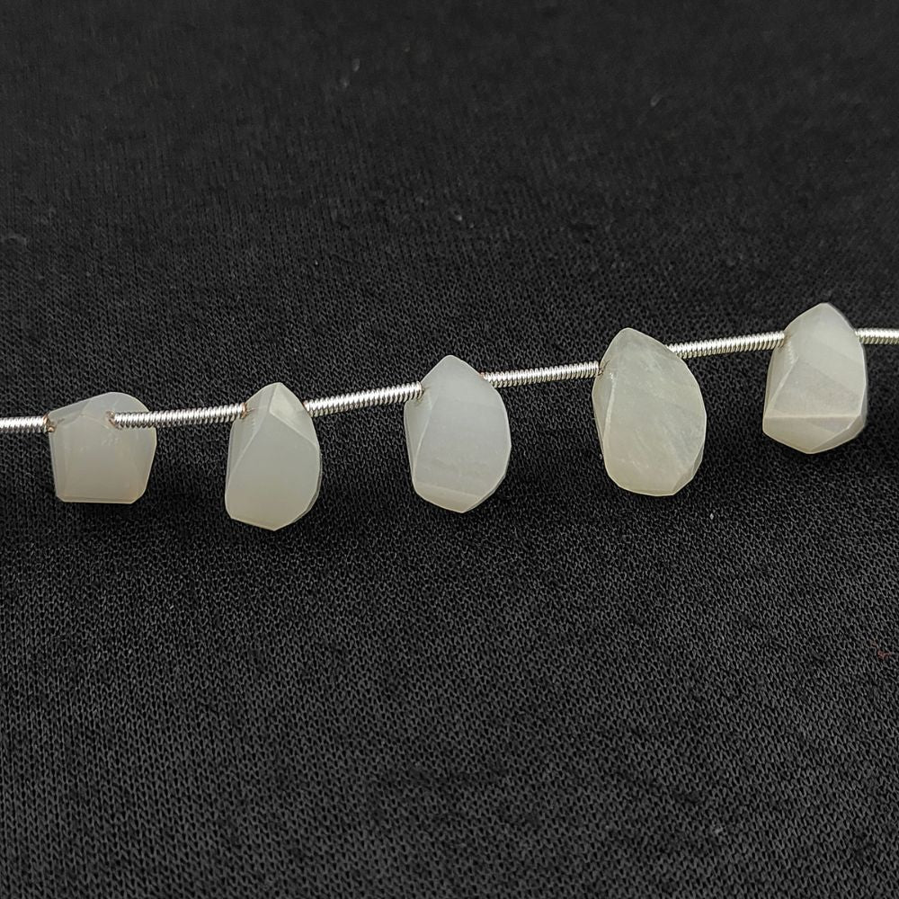 White Moonstone Faceted Twisted Briolette Drop Beads