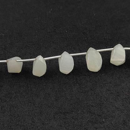 White Moonstone Faceted Twisted Briolette Drop Beads