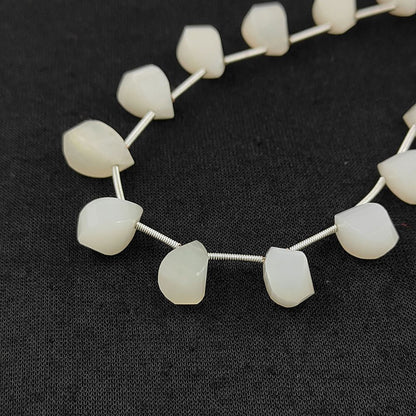 White Moonstone Faceted Twisted Briolette Drop Beads